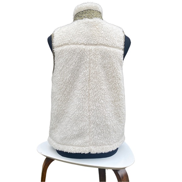 Madewell Faux Shearling Vest NG663 XXS Olive Green Trim Pockets Fall Winter Cozy - Picture 6 of 12